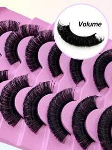 Rikuaild 7 pares de pestañas postizas rusas D-Curl gruesas y voluminosas, naturales y alargadoras, para crear ojos cautivadores - Pestañas Fluffy - Ver 8