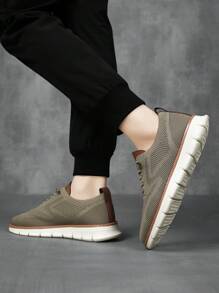 Fashionable British Style Men's Breathable Knitted Mesh Walking Shoes, Lightweight Comfortable Casual/Formal Shoes For Men, Spring/Summer/Fall