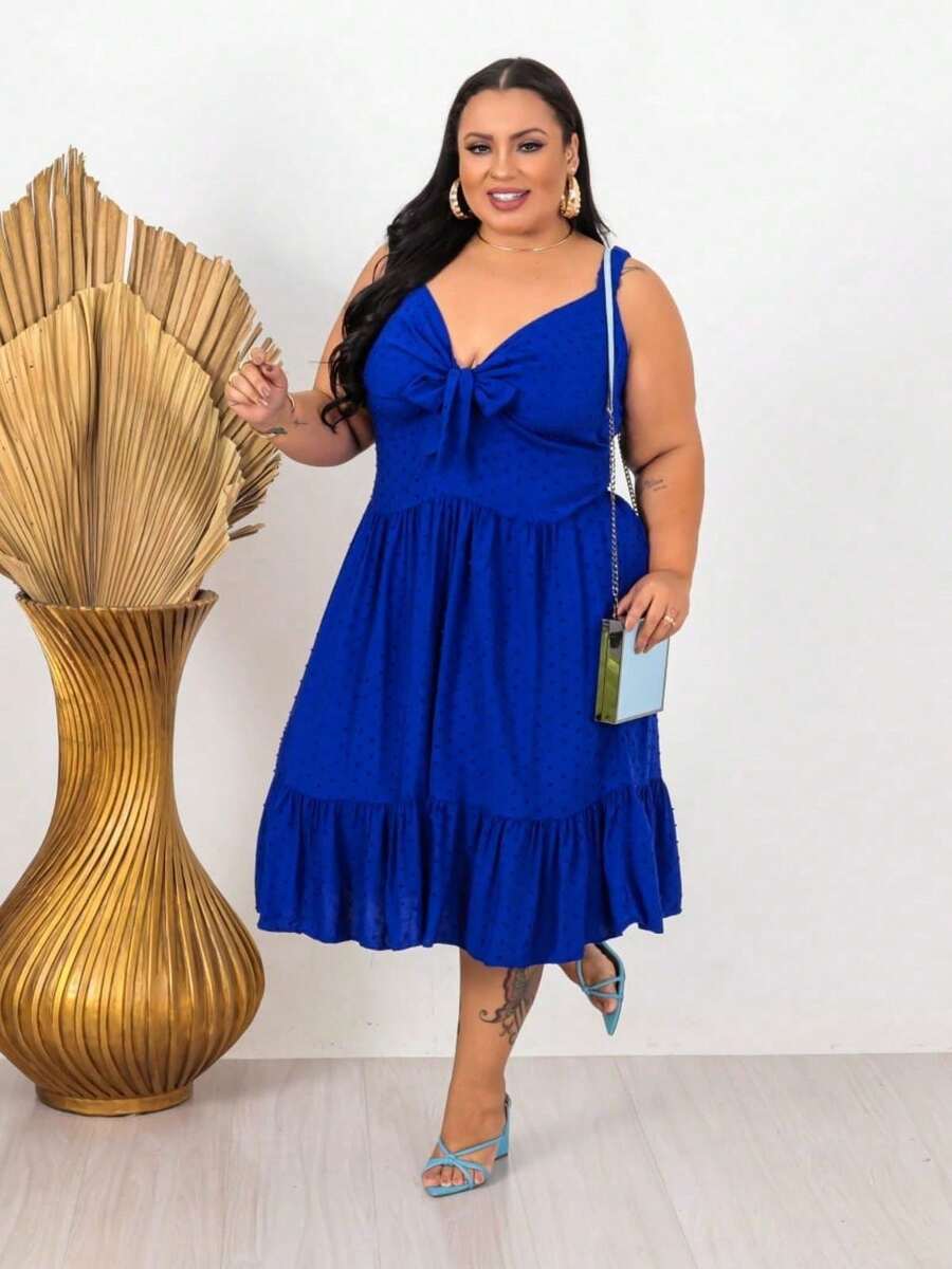 Plus Size DRESS WITH STRAP - Parties, Weddings, Everyday - G2 And G3 - Viscolinho - Fashion, Fashion - Màu xanh lam - Xem 1