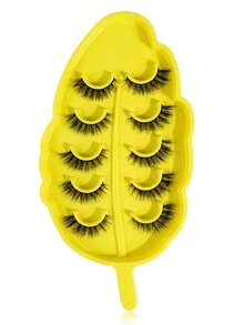 MAGEFY 5pairs/Set 3D Faux Mink Hair Fluffy False Eyelashes With Leaf-Shaped Tray, Natural Looking, Thick And Soft, Reusable, Individual Packaging, Makeup Tool For Beauty - Bulu mata Cris Cross - View 9