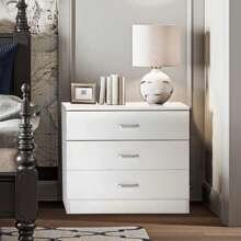 Modern Simple 3-Drawer Dresser - White - View 2