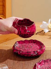 1 件创意莲花形陶瓷杯碟套装，反应釉咖啡杯，适用于茶、咖啡、牛奶、果汁，适用于户外、婚礼、派对、礼物、生日、圣诞节 - 藍色 - 查看 10