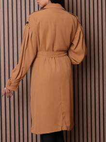 Women Trench Coats - Brown - View 2