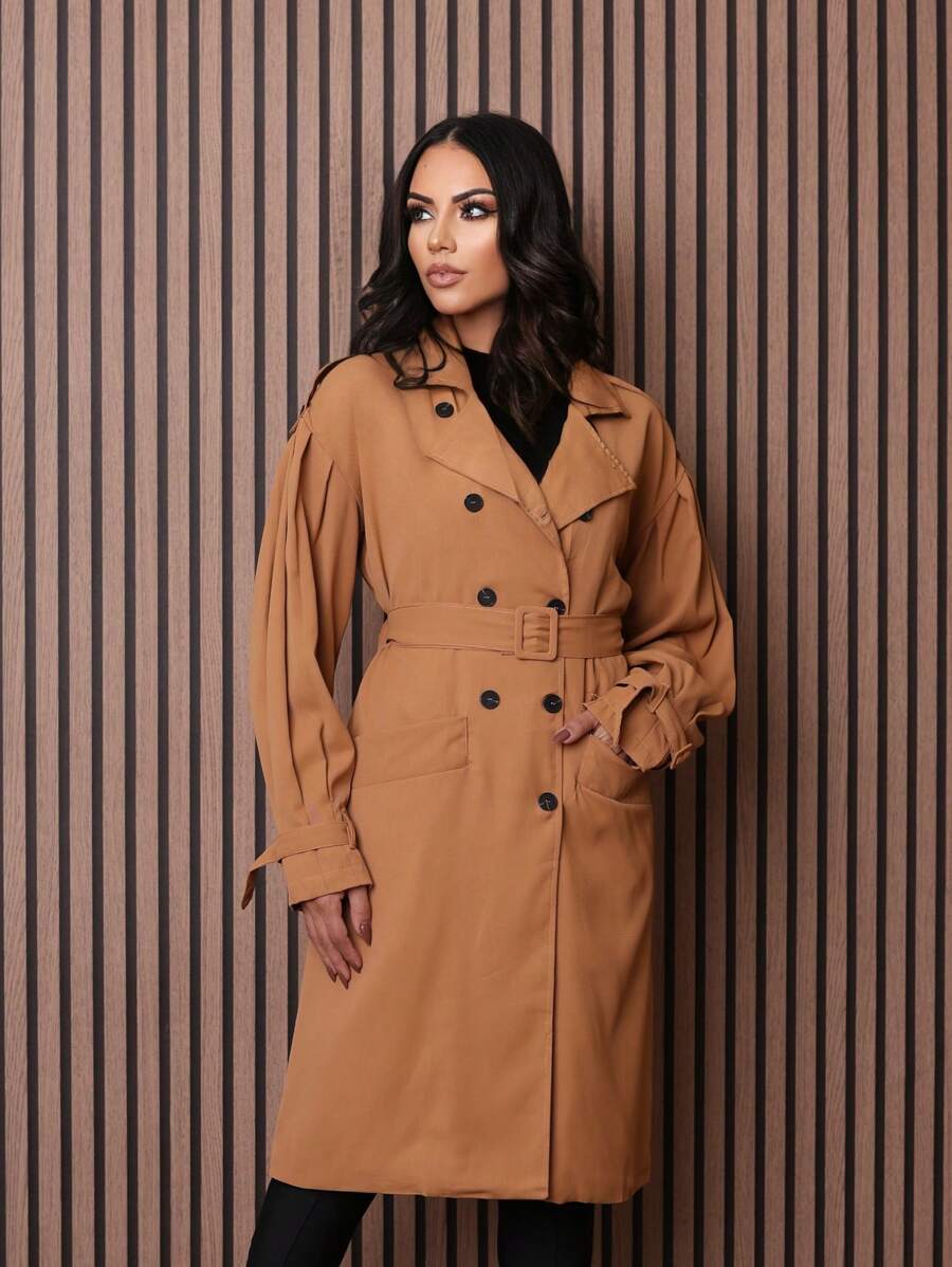 Women Trench Coats - Brown - View 1