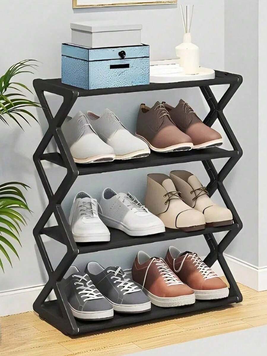 Estante De Zapatos 4 Niveles Zapatera 42cm De Ancho Organiza - Negro - Ver 1