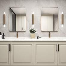 CASSILANDO Specchio da Parete Specchio da Bagno, Specchio Rettangolare Nero 50*71 cm con Cornice in Lega di Alluminio, Decorazione Specchio da Appendere ad Angolo Arrotondato per Ingresso, Camera da Letto, Soggiorno - ORO - Visualizzare 6