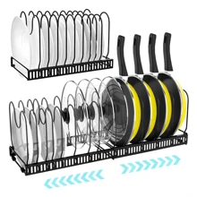 Organizador De Sartenes Y Ollas De 14 Sartenes Expandible - Negro - Ver 1