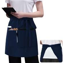 55.88cm Black Server Apron With 3 Pockets, Waterproof Mid-Length Waist Apron For Men & Women, Restaurant/Cafe Waitress/Waiter Uniforms - Multicolor - View 6