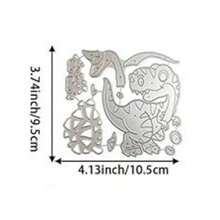 1pc Cute Dinosaur Combination Metal Cutting Die, DIY Scrapbook Album Decoration Embossing Paper Card Making Tool - Silver - View 10