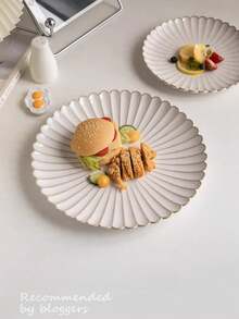 8 Inch/10 Inch Round Vintage Porcelain Plate, Family Breakfast Plate, Cake And Snack Plate, Cosmetics And Jewelry Storage Plate, Commercial Steak Plate - White Petals - View 5