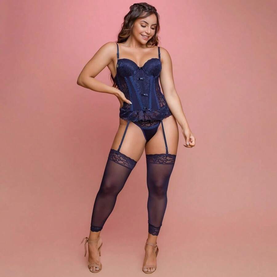 Women Sexy Bustiers & Corsets - 藏蓝色 - 查看 1