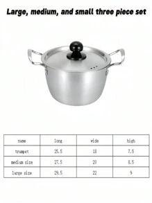 3 Stück Edelstahl Ramen Topf, Mehrzweck Suppentopf, 3 Größen