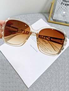 Cute 1pc New Fashion Large Frame Uv Protection Round Face Glasses Shades Beach Accessories - Multicolor - View 2