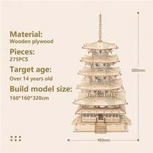 Rolife Architecure Building Set 3D Puzzle Five Storied Pagoda,Model Kits For Adults To Build,Zen Home Desk DecorationGift For Men Teens - Nhiều màu - Xem 4