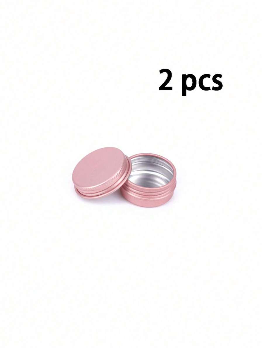 2入組粉色10克螺旋蓋圓形鐵罐儲物盒，適用於DIY唇膏，戶外使用的圓形盒子，化妝品樣品包裝盒，茶果糖螺紋密封鋁盒化妝品，蠟燭，眼影，粉末，茶 - 鋁罐帶螺旋蓋 - 空旅行化妝樣本鐵罐容器