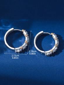 1 Pair Luxury Sparkling Zirconia Cross Hoop Earrings, Fashionable Minimalist Elegant Earrings For Women