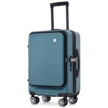 Carry-On Luggage 20 Inch Front Open Luggage Lightweight Suitcase With Front Pocket And USB Port, 1 Portable Carrying Case - 青碧色 - 查看 10