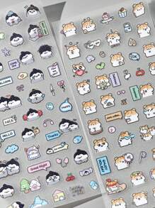 1入隨機寵物塑膠閃片貼紙，帶有可愛卡通動物圖案，適用於手機殼和筆記本上的DIY裝飾 - 彩色 - 查看 1