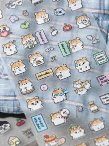 1入隨機寵物塑膠閃片貼紙，帶有可愛卡通動物圖案，適用於手機殼和筆記本上的DIY裝飾 - 彩色 - 查看 7