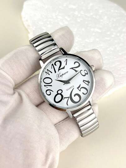 1 件优雅时尚的女士石英表，带阿拉伯数字表盘，适合日常佩戴、生日、送给她的礼物、周年纪念、年终促销、光棍节、万圣节促销和其他节日
