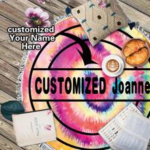 1入150*150cm個性化圓形海灘毛巾適用於男女客製化成人姓名海灘毛巾沐浴毛巾，浴室泳池毛巾，可定制個人名字 - 彩色 - 查看 9