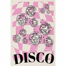 1入組 粉紅色迪斯科球舞池迪斯科派對時尚海報印刷 复古牆藝畫布油畫 家居俱樂部酒吧裝飾，無框 - 彩色 - 查看 13