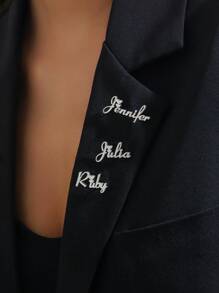 Broche personalizado con nombre en inglés para mujer, minimalista y de moda, adecuado para dar como regalo conmemorativo a familiares y amigos (Solo nombres en inglés) - Plateado - Ver 4