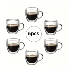 1 Pieza Taza De Café Espresso De Vidrio Borosilicato De Doble Pared, Taza Aislada De 250 Ml Para Bebidas Calientes / Frías, Regalo De Cumpleaños
