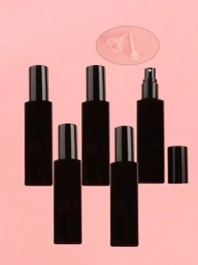 Square 20ml Black Frosted Refillable Perfume & Toner Spray Bottle, Transparent Glass Fine Mist Press Pump Portable Empty Container For Essence, Liquid Sampling - Available In A Pack Of 1/3/5/10