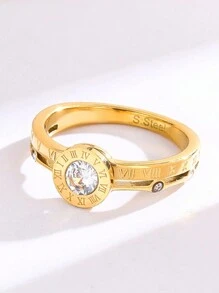 1 Stück Edelstahl-Ring mit gekreuzten römischen Ziffern und Zirkonia, modischer europäischer und amerikanischer Stil mit schlichtem Design, hochwertig mit Nische und Ins-Stil, süß und zart personalisierter kreativer Ringfür den Zeigefinger für den täglichen Gebrauch von Frauen - Diamantring mit römischen Ziffern - Übersicht 18