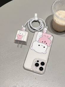 Apple 5-In-1 Set: Cute Cat Print Phone Case + Data Cable + Fast Charger Adapter Cover, Compatible With IPhone 7/8/7+/8+/X/XS/XR/XSMax/11/11Pro/11ProMax/12/12Pro/12ProMax/12Mini/13/13Pro/13ProMax/13Mini/14/14Pro/14+/14ProMax/15/15Pro/15+/15ProMax/16/16Pro/16+/16ProMax - Multicolor - View 2