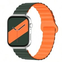 1 pièce Bracelet magnétique silicone bicolore , compatible avec les montres connectées Watch Fit 3, Watch Fit 4 et Watch Fit 4 Pro, avec connecteur en métal