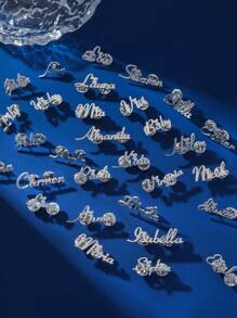 Broche personalizado con nombre en inglés para mujer, minimalista y de moda, adecuado para dar como regalo conmemorativo a familiares y amigos (Solo nombres en inglés) - Plateado - Ver 5