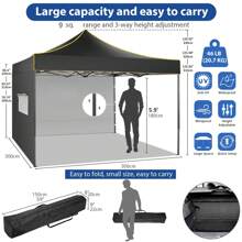 1 PC padiglione pieghevole padiglione 3x3 impermeabile stabile resistente all'inverno padiglione da giardino, padiglione pop-up con 4 pareti laterali, tenda da festa 3x3 per giardino, festa, protezione UV 50+ 3 livelli regolabili in altezza