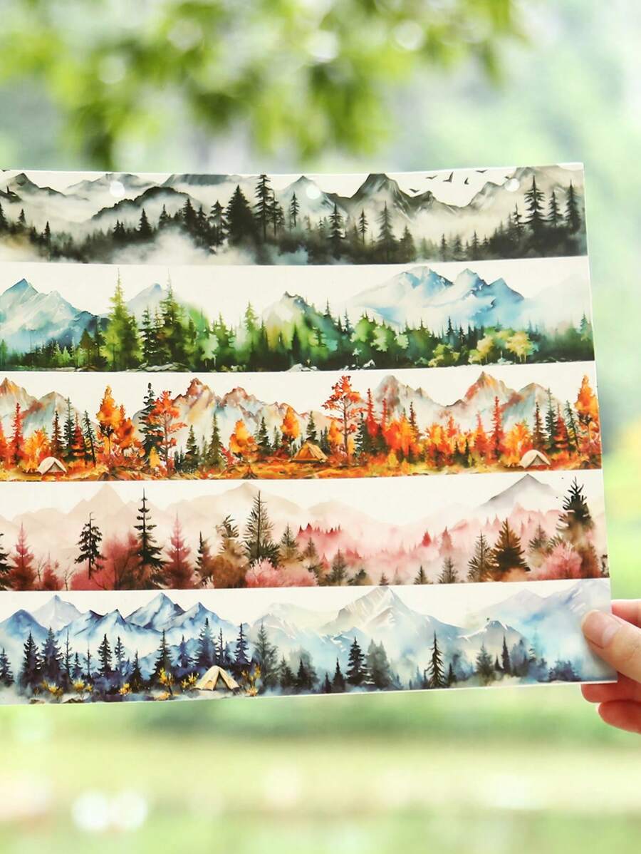 1 Rolo de Fita Adesiva para Scrapbook, Fita Base de Paisagem, Material à Prova d'Água de PET, Decorar Caderno, Moldura de Foto, Capa de Telefone, Copo de Água, Revista Sucata, Adesivos DIY de Scrapbook, Adesivos Engraçados, Adesivos para Laptop, Adesivos para Kindle, Adesivos para Telefone - Multicolorido - Visão 1