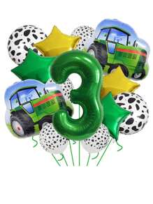 15pcs Party Tractor Green Number Balloon Set, Farm Theme Photo Prop, Christmas - Multicolor - View 13