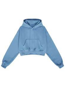 2 Unids/Set Mujer Trajes Capucha Térmica Con Bolsillo De Canguro Con Cordón Con Pantalones Deportivos Navidad Ropa Mujer - Azul - Ver 8