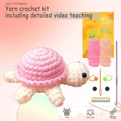 DIY Pink Turtle For Crochet Kit Suitable For Starters Who Are New To Crochet Craft Decor With Step-By-Step Instructions Crochet Knitting Kit Suitable For Doll Gifts, Stress Relief, Knitting Learning. Crochet Material Kit For DIY Beginner Gift With Complete Material Package, Step-By-Step Instructional Video, Crochet Hook, Stitch Markers, Sewing Needle, Etc.