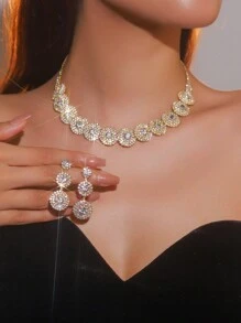 3peças Conjunto de joias Decoração de strass