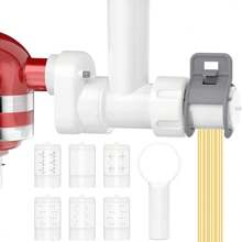 6 In 1 Pasta Attachment For Kitchenaid Stand Mixer, Pasta Maker Attachment With 6 Different Shapes Pasta Outlet Cleaning Brush, Dishwasher Safe, Homemade Fresh Pasta Easily