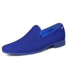Mens Velvet Loafers Slip-On Dress Shoes Fashion Style Driving Shoes Classic Tuxedo Shoes Casual Oxford Shoes - 藍色 - 查看 2