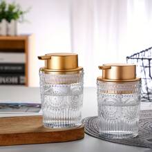 1个9.4盎司/13.4盎司玻璃皂液器，台面乳液瓶，浴室洗手液瓶，可重复灌装的空瓶，适用于厨房水槽和浴室台面，浴室配件，厨房用品，厨房配件，厨房工具 - 彩色 - 查看 2