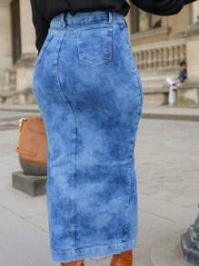 Women Denim Skirts - 混合藍 - 查看 2