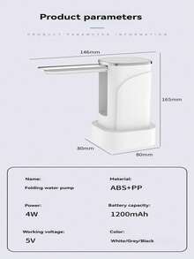 [1入組]可折疊式多容量自動水泵，智能感應式電動飲水機，便攜式設計，與桶裝水相容，黑色現代風格，快速泵送，適用於家庭和辦公室，適合節日派對必備