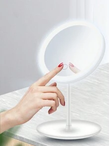 Miroir de maquillage éclairé par LED, miroir de beauté portatif illuminé avec 3 couleurs d'éclairage et luminosité réglable à écran tactile, miroir de vanité de bureau pliable à LED avec batteries rechargeables, meilleur cadeau pour voyager