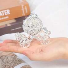 1pc Rhinestone Crystal Pumpkin Carriage Jewelry Box - Elegant Diamond Gift Collection And Jewelry Storage,Halloween, Desktop Decorations, Holiday Decorations - Multicolor - View 5