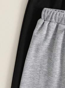 2 件装 Tween Boy 纯色运动裤，配有松紧腰带和抽绳，适合中大童慢跑 - 彩色 - 查看 4