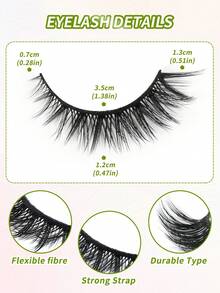 MAGEFY 5pairs/Set 3D Faux Mink Hair Fluffy False Eyelashes With Leaf-Shaped Tray, Natural Looking, Thick And Soft, Reusable, Individual Packaging, Makeup Tool For Beauty - Natural Lashes - View 4