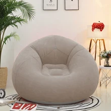 1PC Inflatable Flocking Sofa, Single Slouchy Sofa Portable Easy Storage, Outdoor Leisure Thickened Sofa Lounge Chair Study Chair - Khaki - View 7