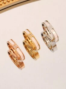 1入不鏽鋼時尚創意個性化腰帶扣環戒指，適用於女士 - 銀色 - 查看 2